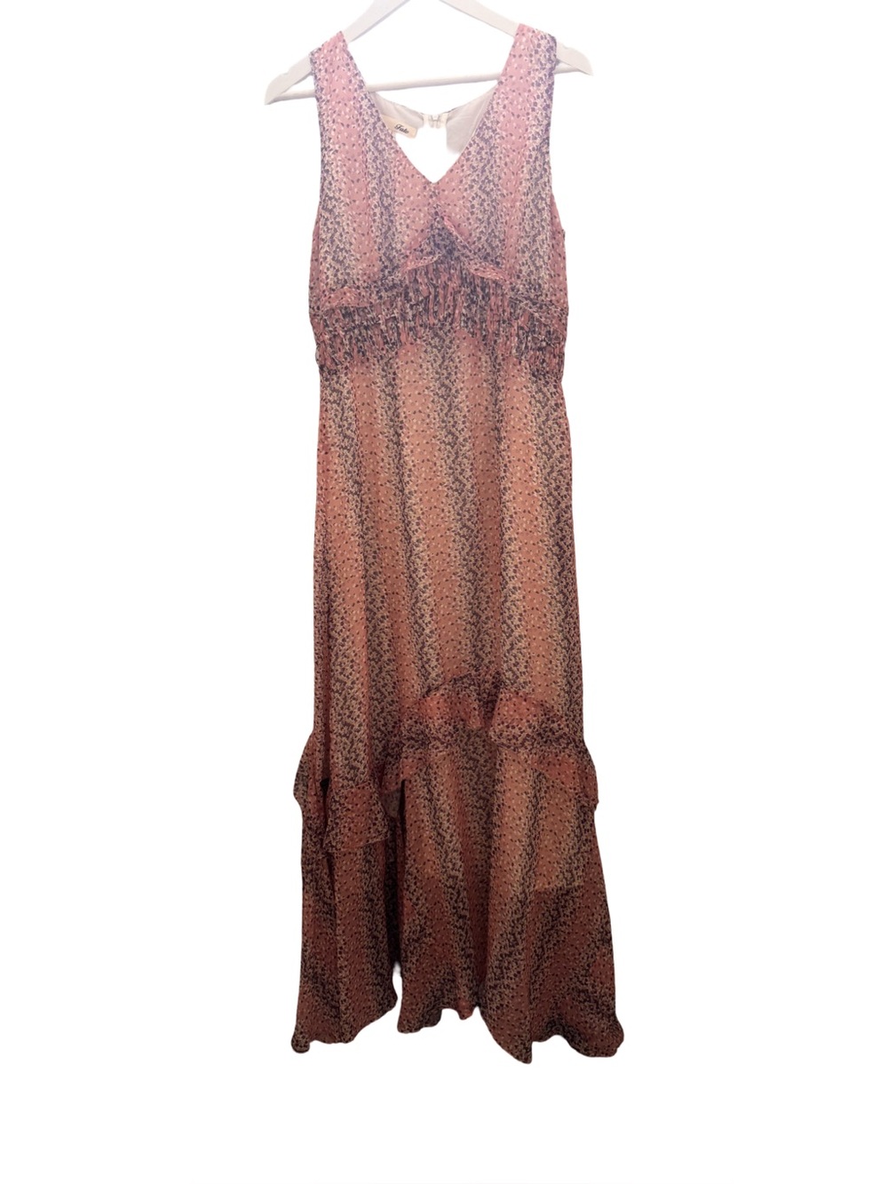 Fate Pink Printed V-Neck Sleeveless Maxi Dress